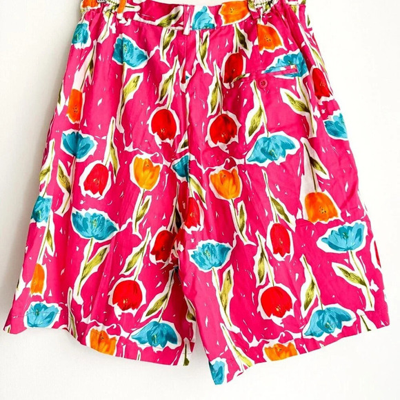 Tabi Coloourful FLoral Abstract Print High Waist Bermuda Shorts L - Picture 6 of 6